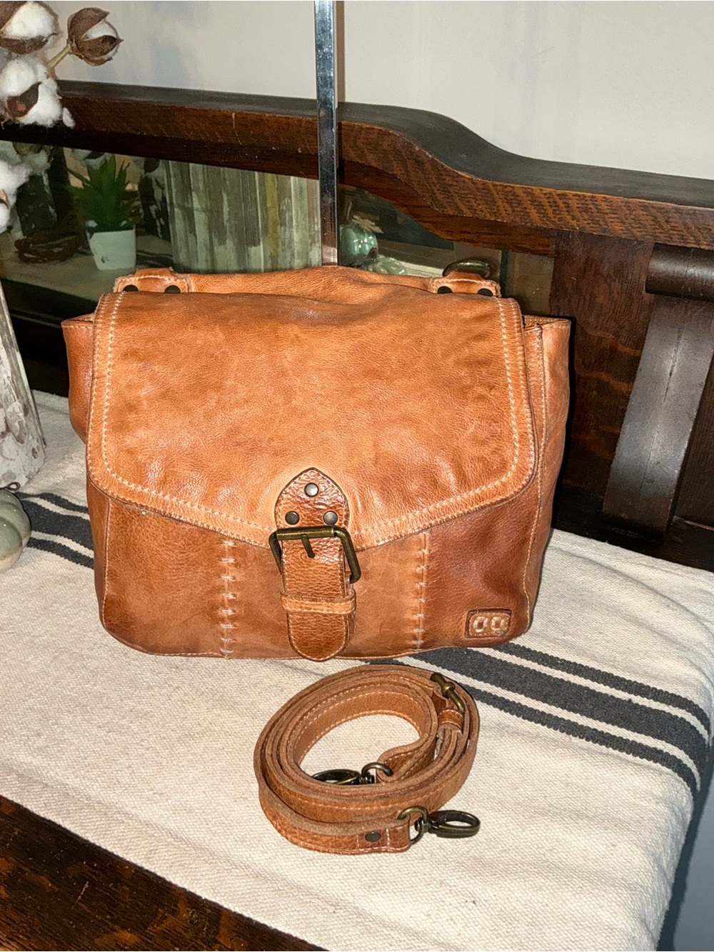 Bed Stu Leather Bathsheba Crossbody Tan Rustic MSRP $265